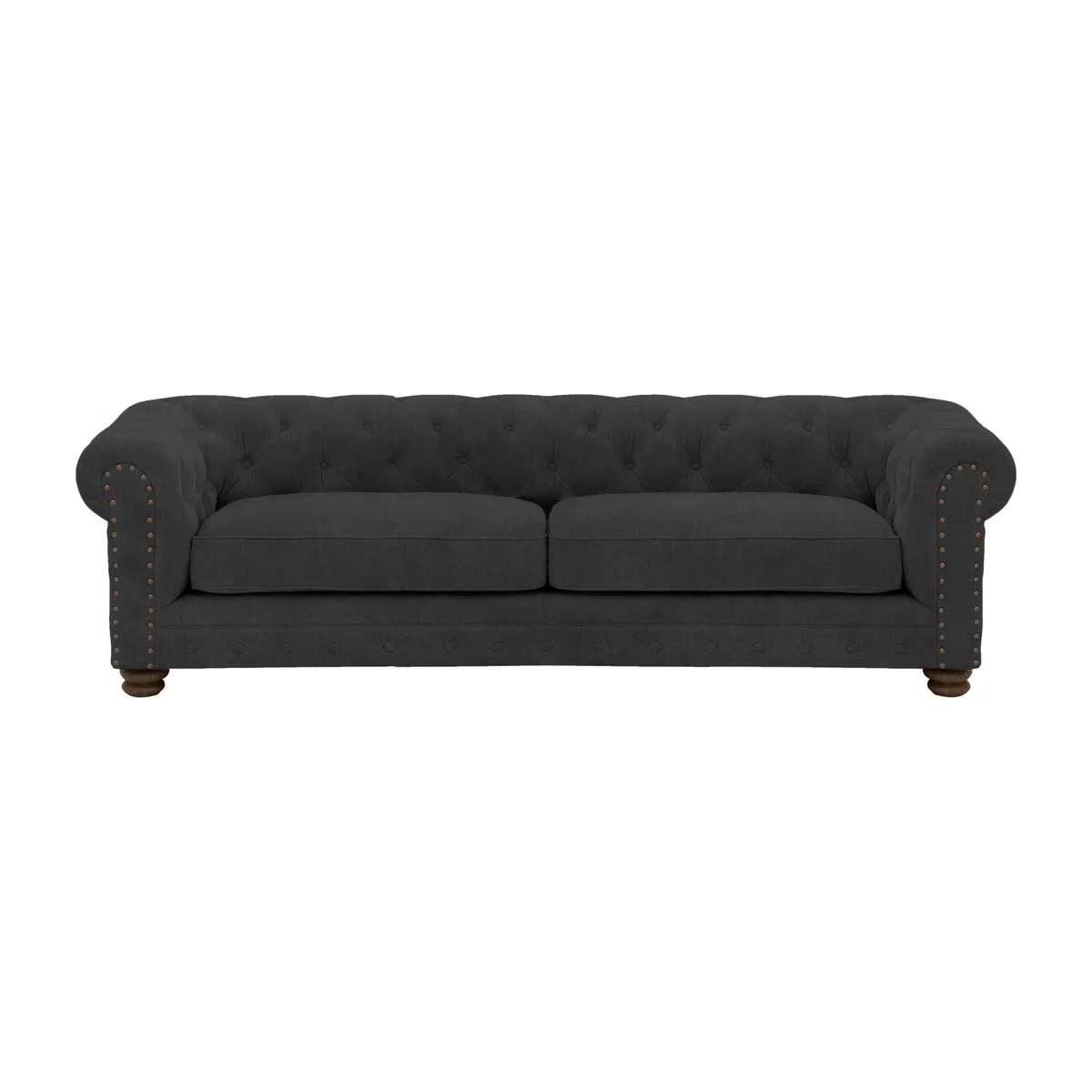 Alexander and James - Chesterfield Collection Hugo 4 Seater Fabric Sofa - Boot with Studs - Dark Feet