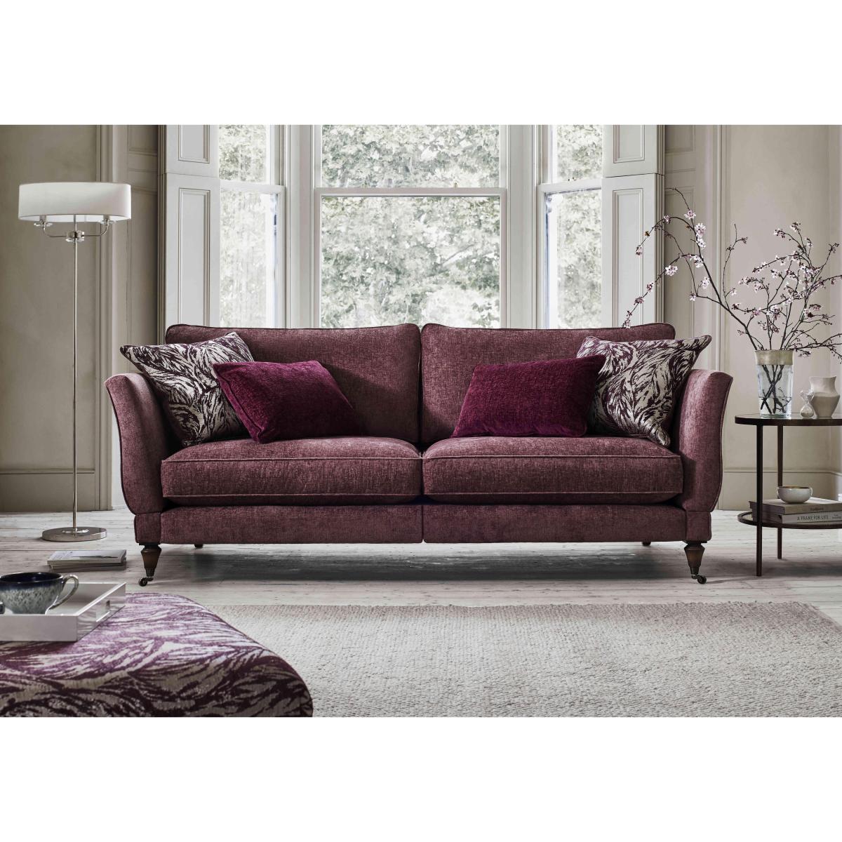 Boutique Chatterley 4 Seater Split Frame Sofa with Knole Arms - Canopy Midnight with Walnut Castors – image 2