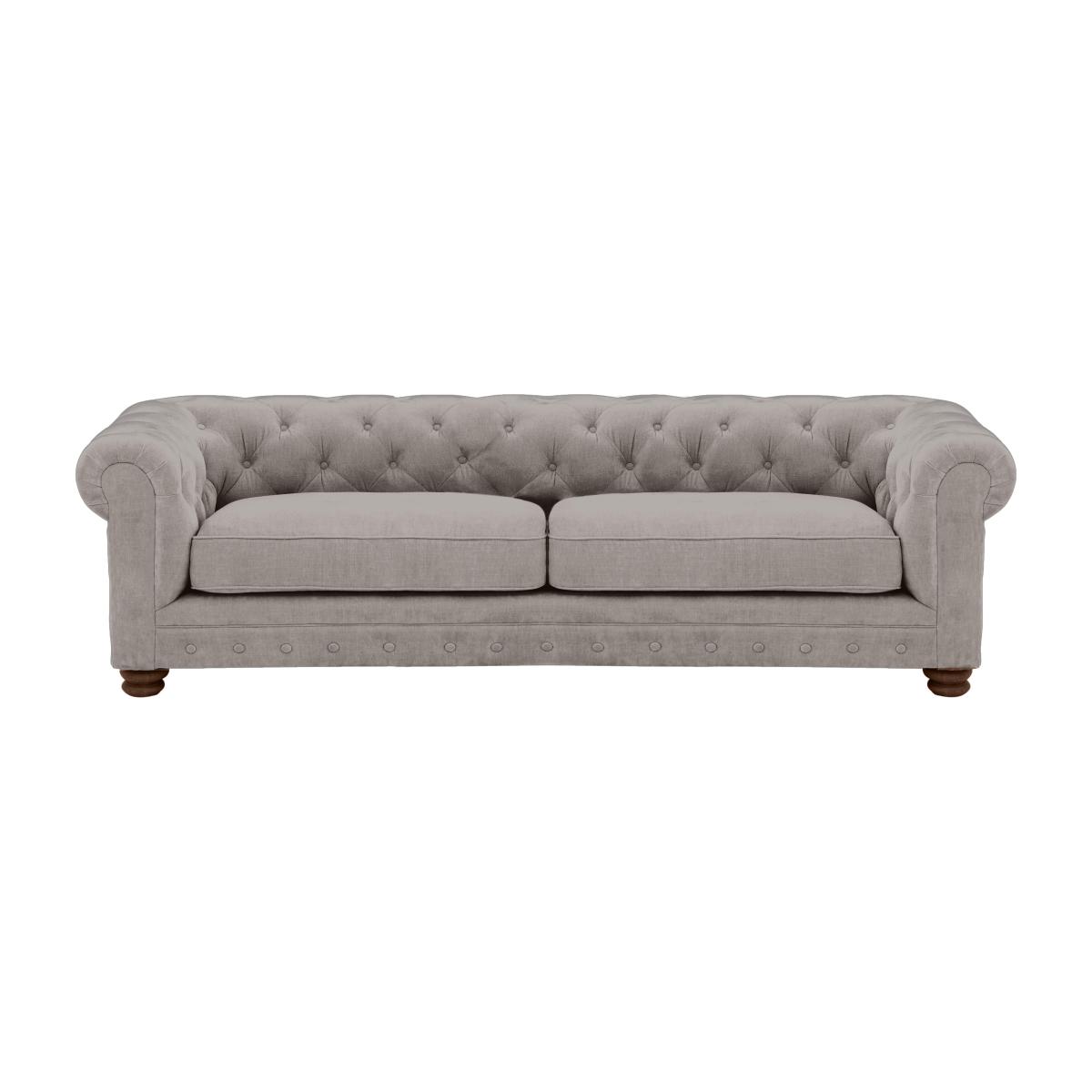 Alexander and James - Chesterfield Collection Hugo 4 Seater Fabric Sofa - Chamonix Silver - Dark Feet