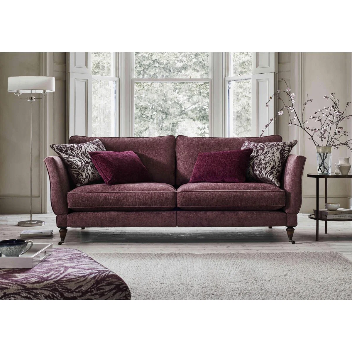 Boutique Chatterley 4 Seater Split Frame Sofa with Knole Arms - Bolero Spruce with Ebony Feet – image 2