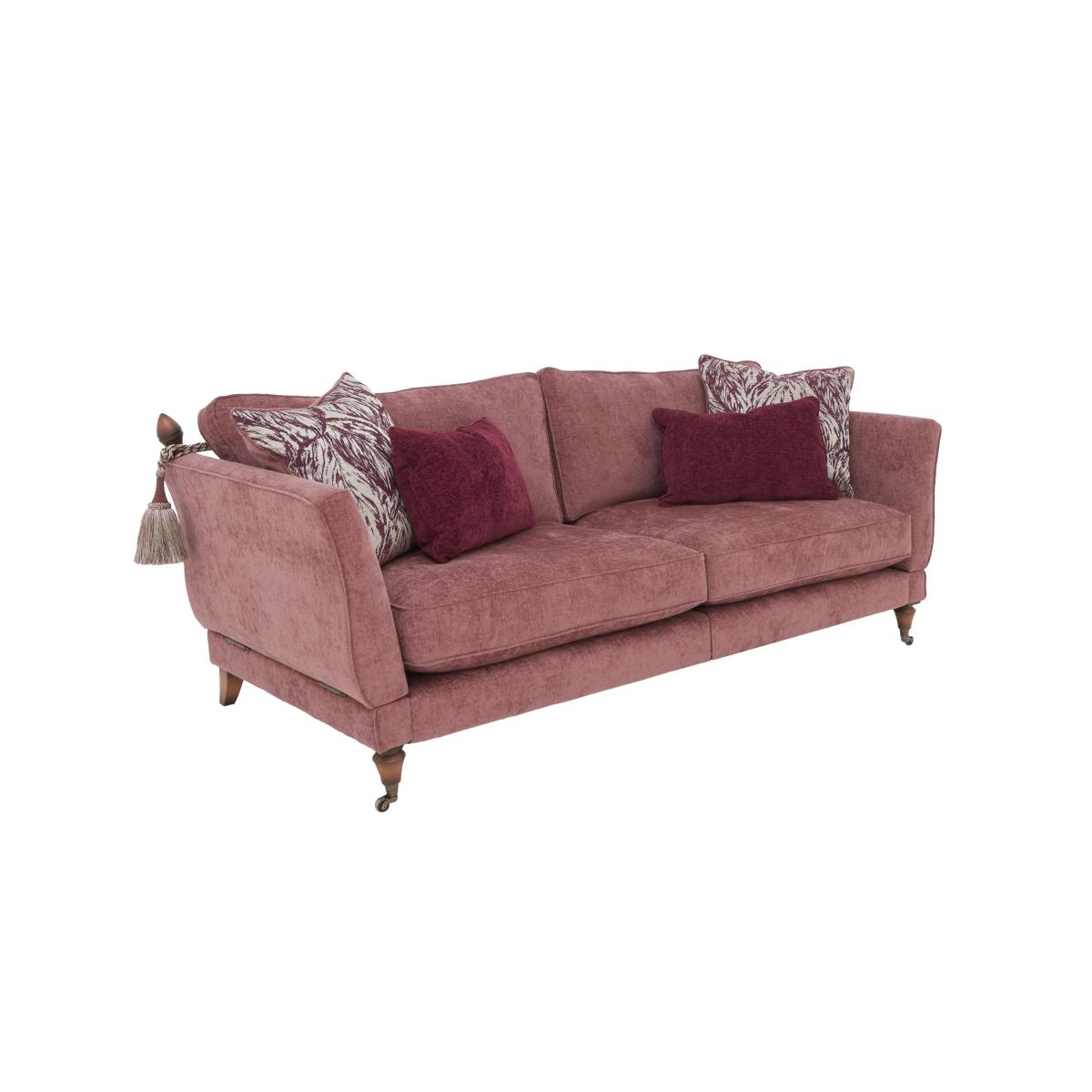 Boutique Chatterley 4 Seater Split Frame Sofa with Knole Arms - Canopy Mulberry with Walnut Legs – image 6