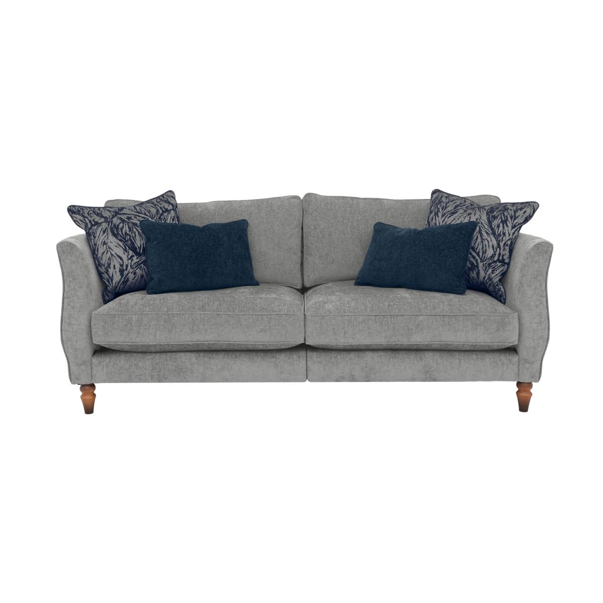 Boutique Chatterley 4 Seater Split Frame Sofa - Bolero Steel with Walnut Feet – image 1