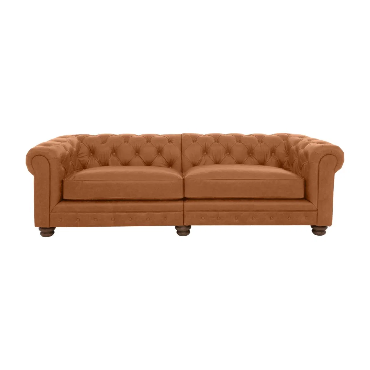Alexander and James - Chesterfield Collection Hugo 4 Seater Split Frame Leather Sofa - Original - Dark Feet