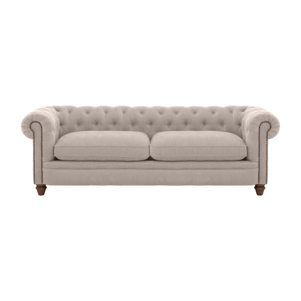 Alexander and James - Chesterfield Collection Ralph 4 Seater Fabric Sofa - Linen Sand with Studs - Dark Feet