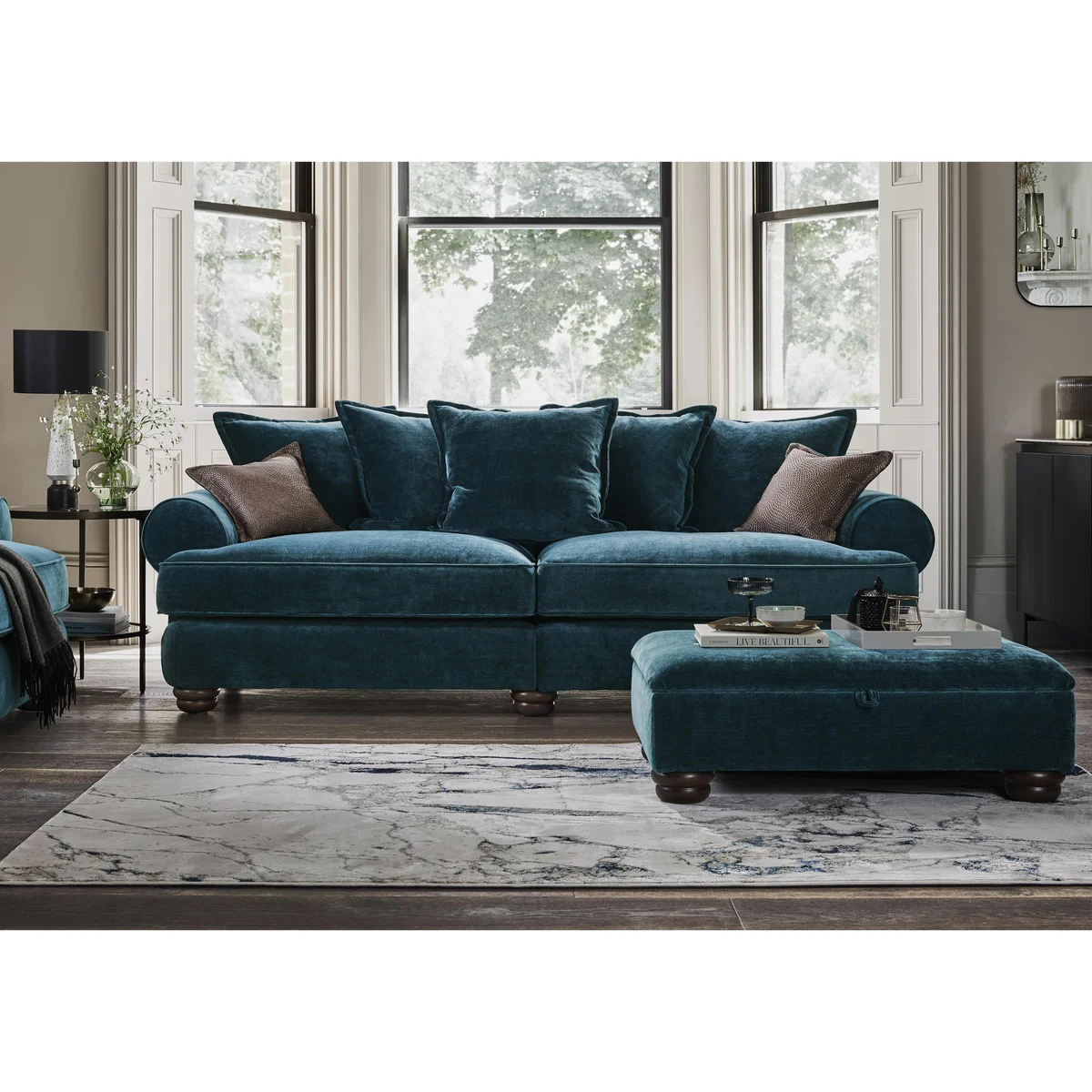 Brianna 4 Seater Split Scatter Back Sofa - Teal – image 2