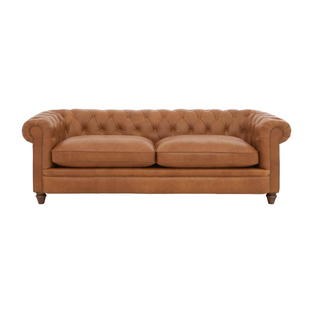 Alexander and James - Chesterfield Collection Ralph 4 Seater Leather Sofa - Original - Dark Feet