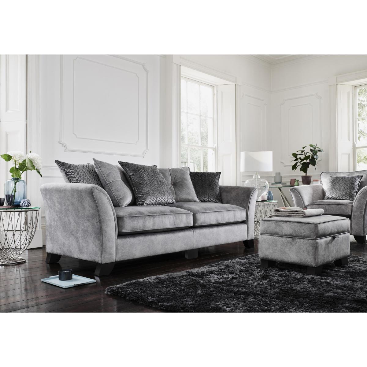 Amora 4 Seater Fabric Split Pillow Back Sofa – image 2