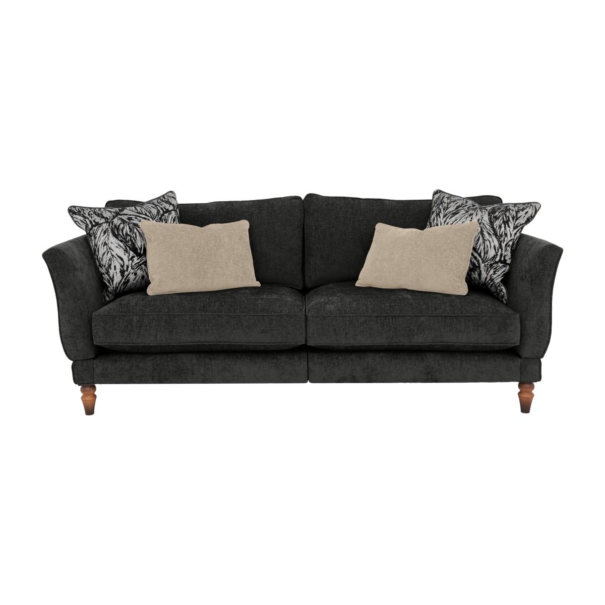 Boutique Chatterley 4 Seater Split Frame Sofa with Knole Arms - Bolero Ebony with Walnut Feet – image 1