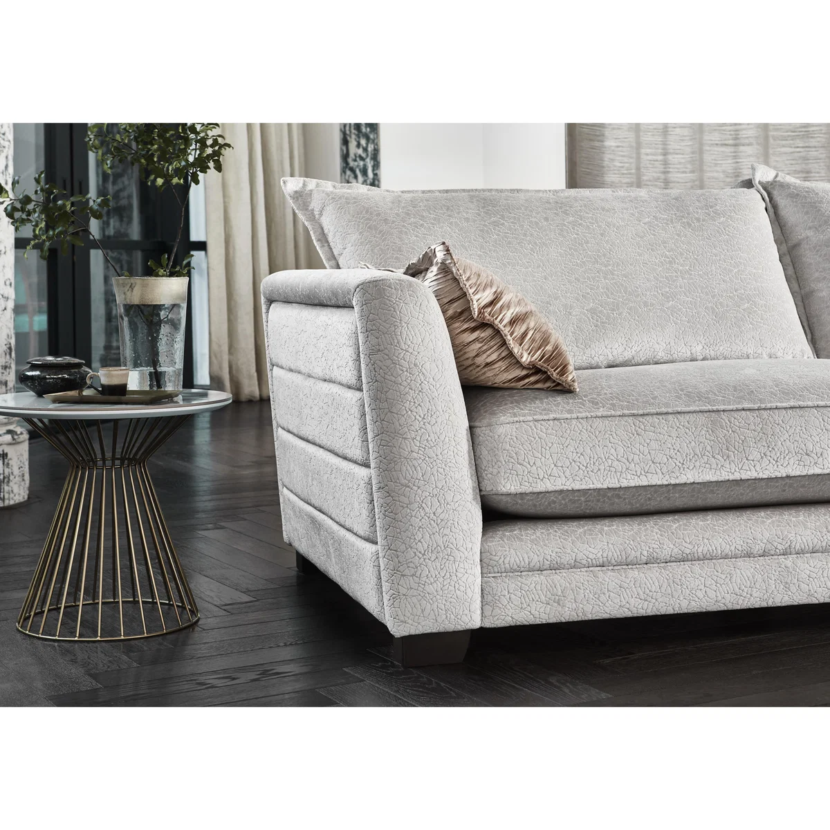 Boutique Lavish Fabric 4 Seater Split Classic Back Sofa - Grey – image 4