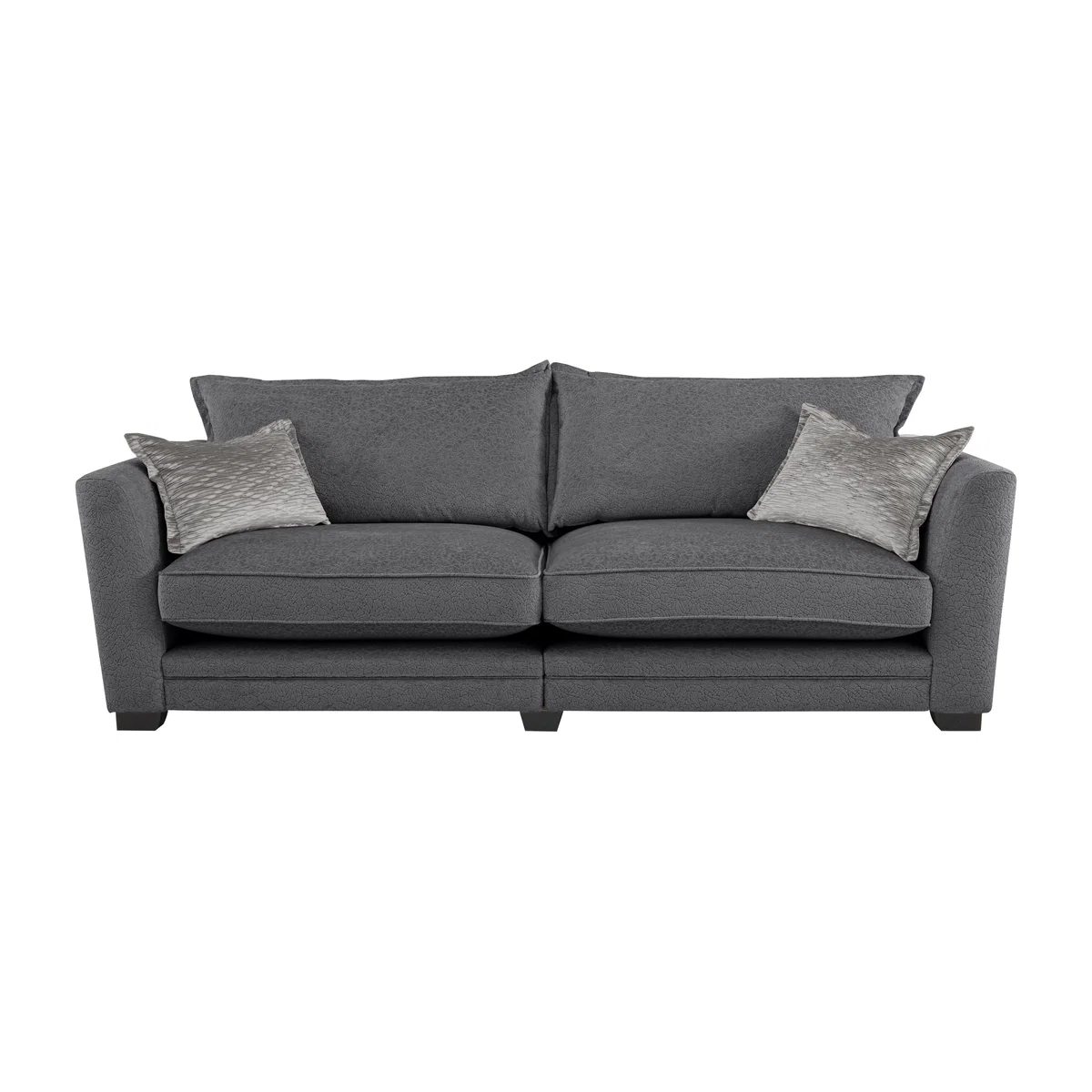 Boutique Lavish Fabric 4 Seater Split Classic Back Sofa - Grey – image 1