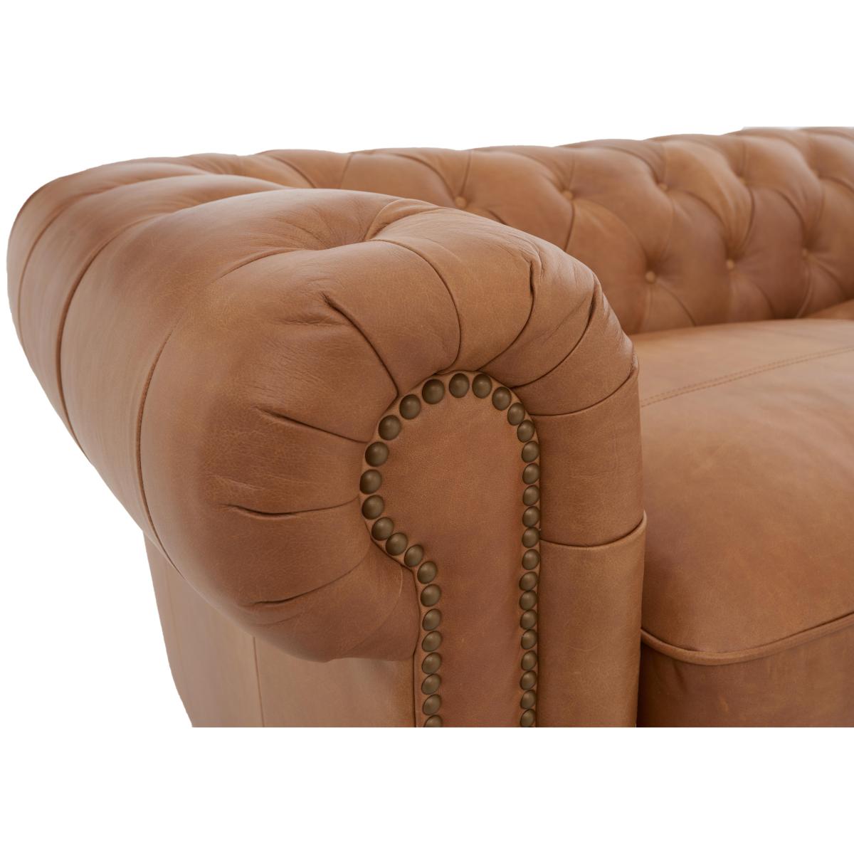 Alexander and James - Chesterfield Collection Ralph 4 Seater Leather Sofa - Original with Studs - Oak Feet – image 6
