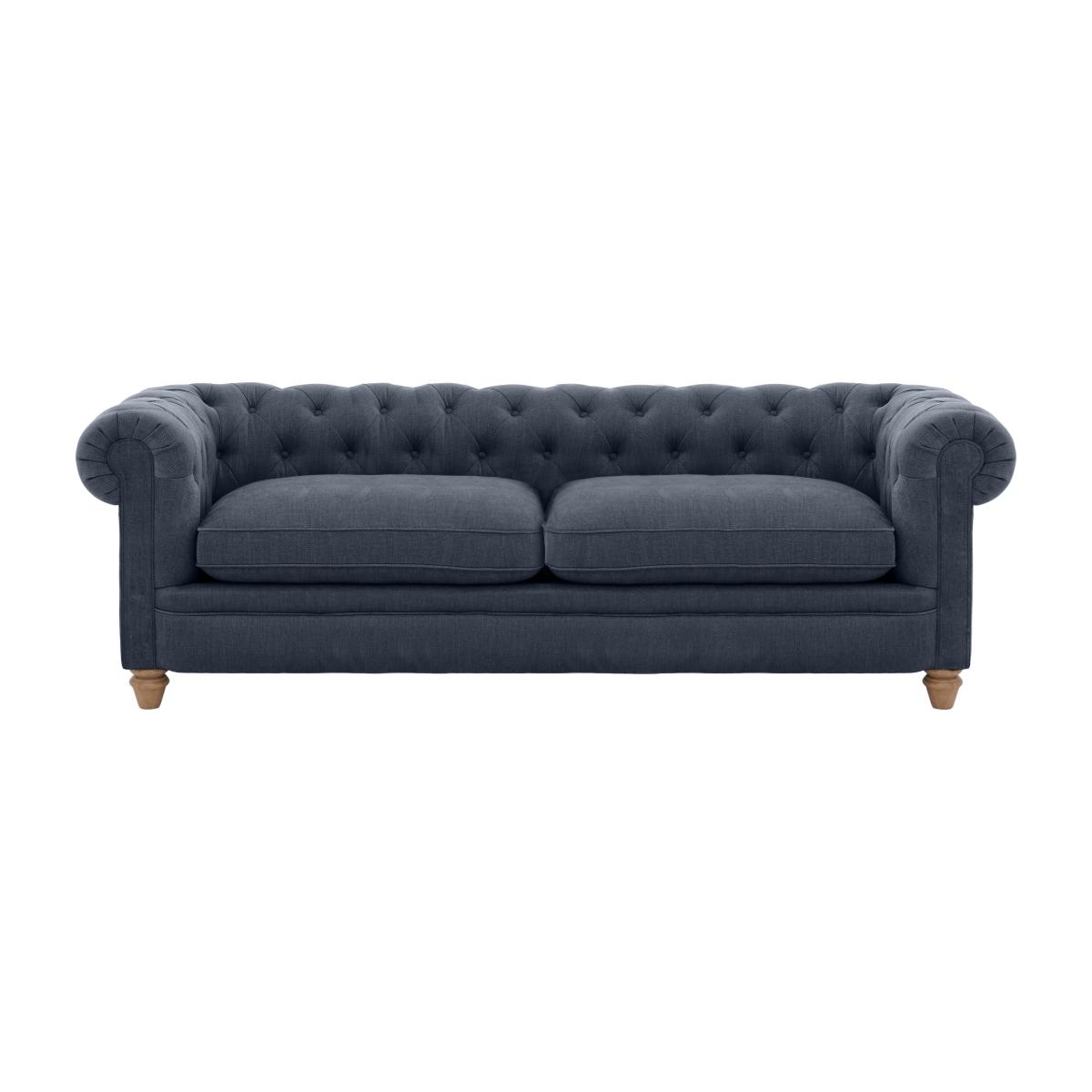 Alexander and James - Chesterfield Collection Ralph 4 Seater Fabric Sofa - Linen Denim - Oak Feet