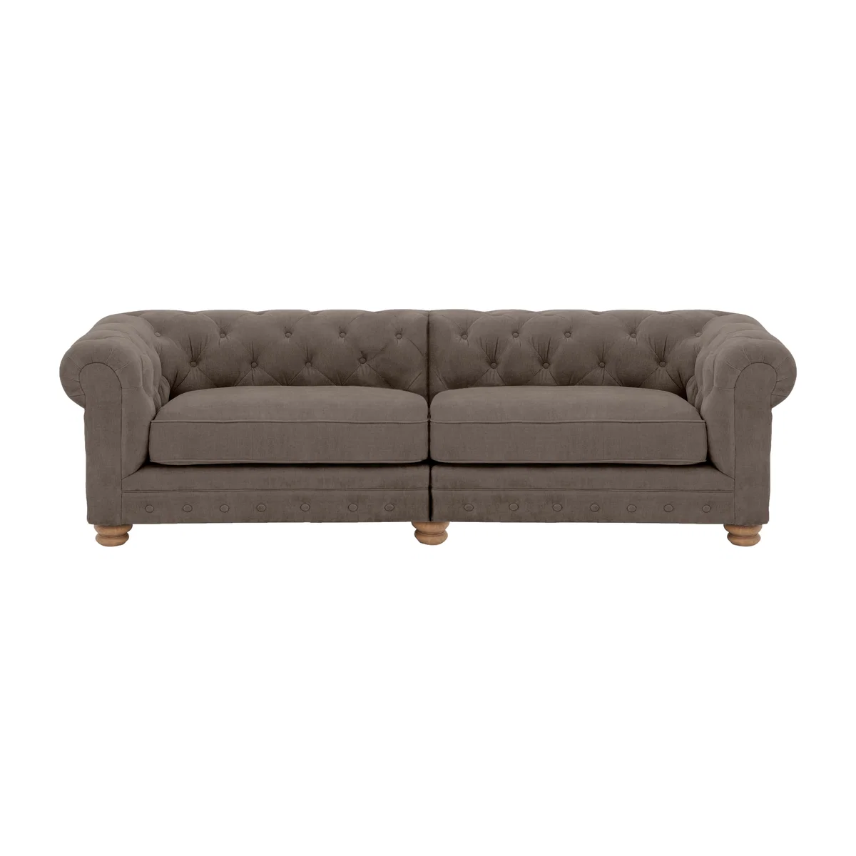 Alexander and James - Chesterfield Collection Hugo 4 Seater Split Frame Fabric Sofa - Wicker - Oak Feet