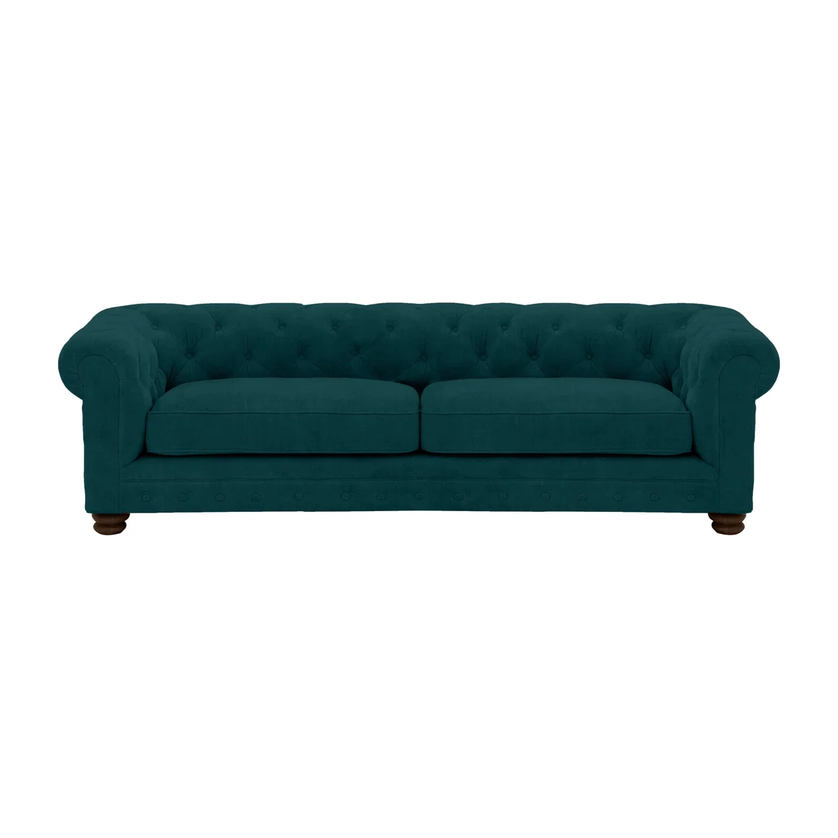 Alexander and James - Chesterfield Collection Hugo 4 Seater Fabric Sofa - Peacock - Dark Feet