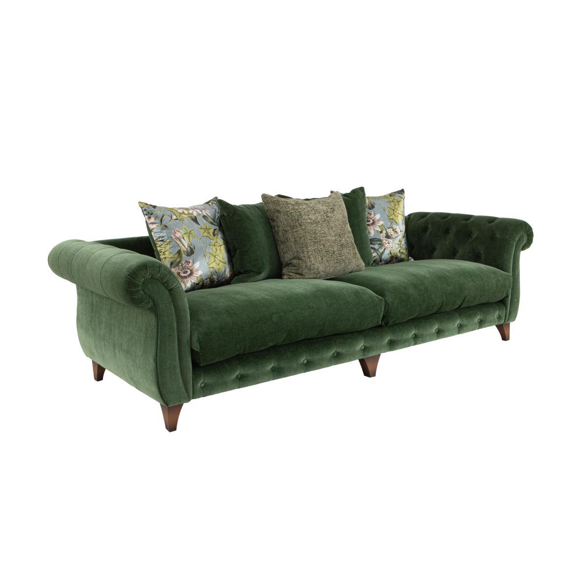 Boutique Palace Fabric 4 Seater Scatter Back Sofa - Blue – image 5