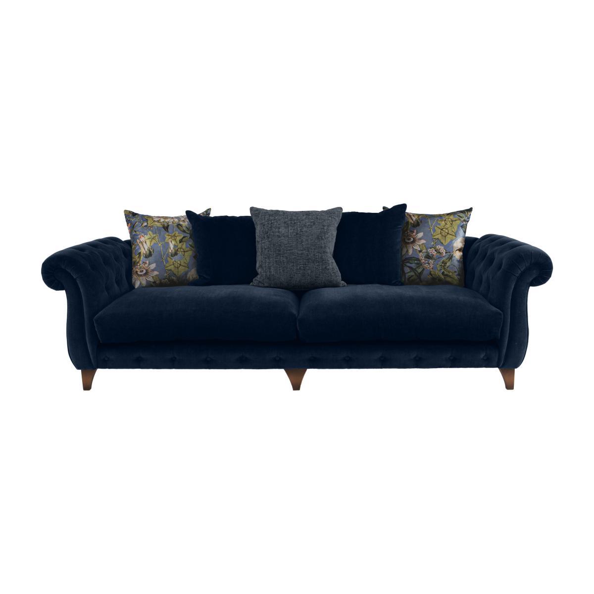 Boutique Palace Fabric 4 Seater Scatter Back Sofa - Blue – image 1