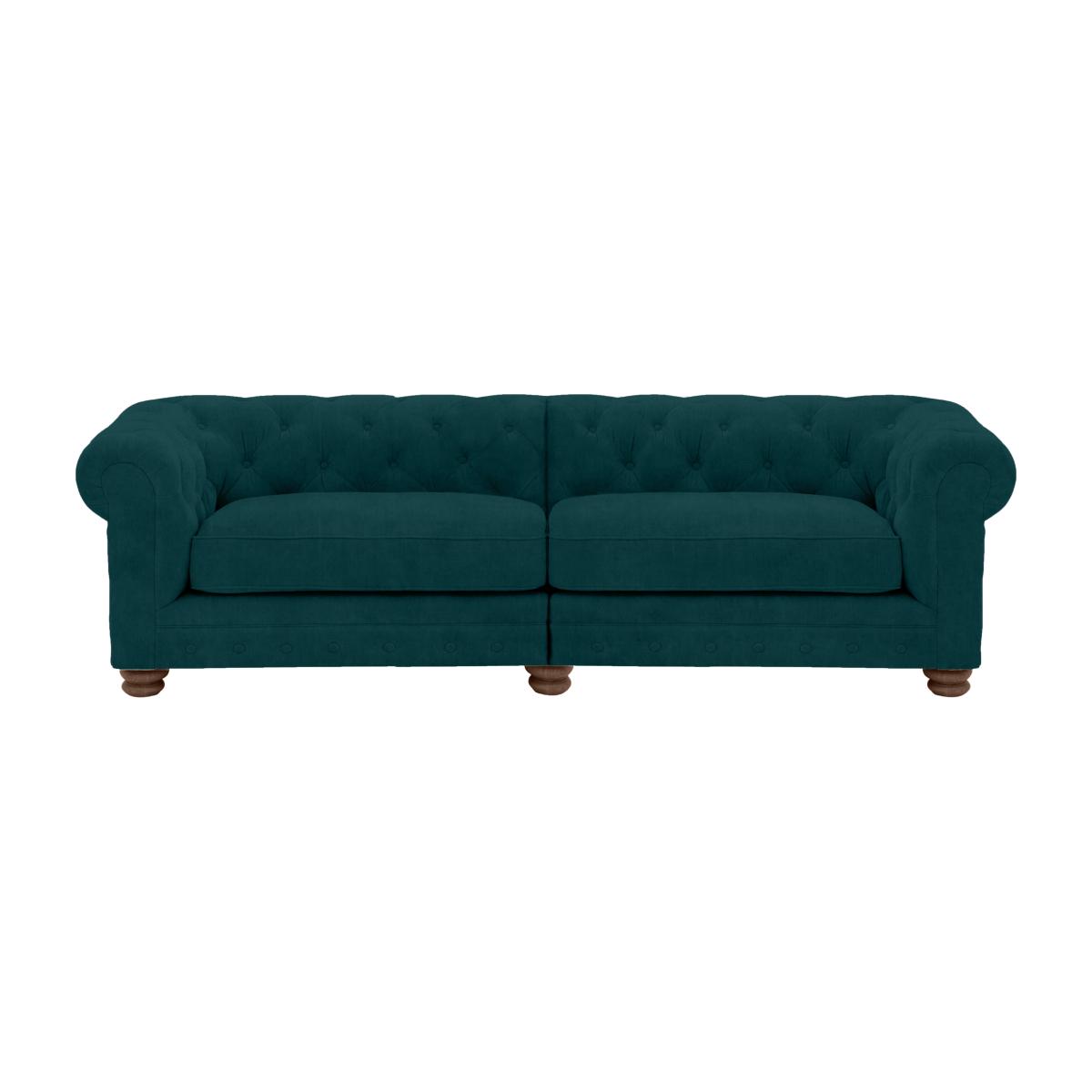 Alexander and James - Chesterfield Collection Hugo 4 Seater Split Frame Fabric Sofa - Peacock - Dark Feet