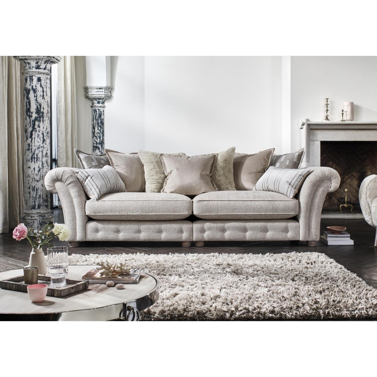 Oyster Bay 4 Seater Split Fabric Scatterback Sofa - Grey – image 2