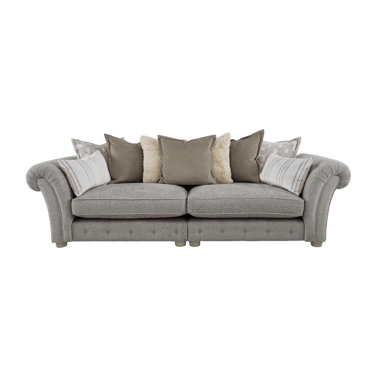 Oyster Bay 4 Seater Split Fabric Scatterback Sofa - Grey – image 1