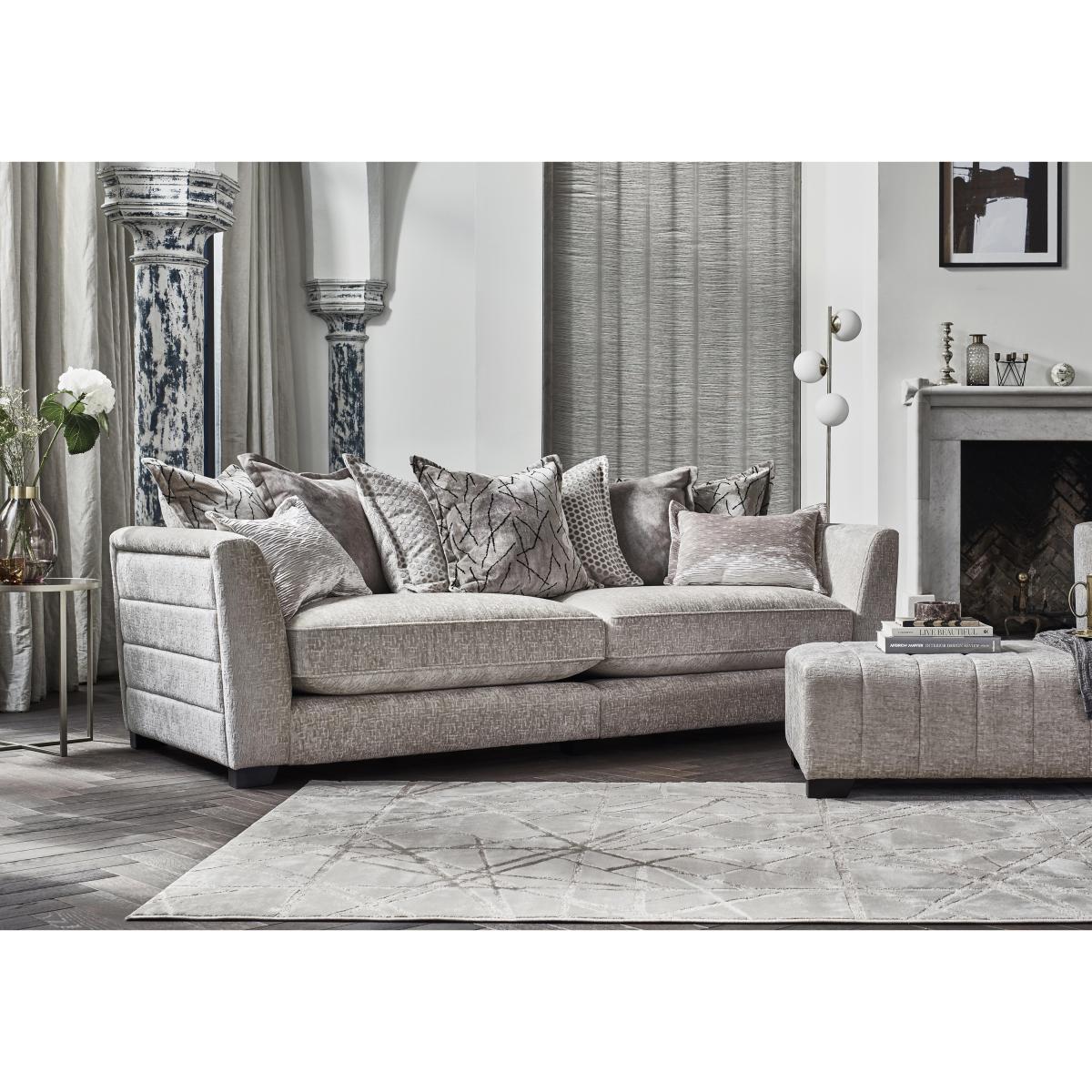 Boutique Lavish Fabric 4 Seater Split Scatter Back Sofa - Grey – image 2