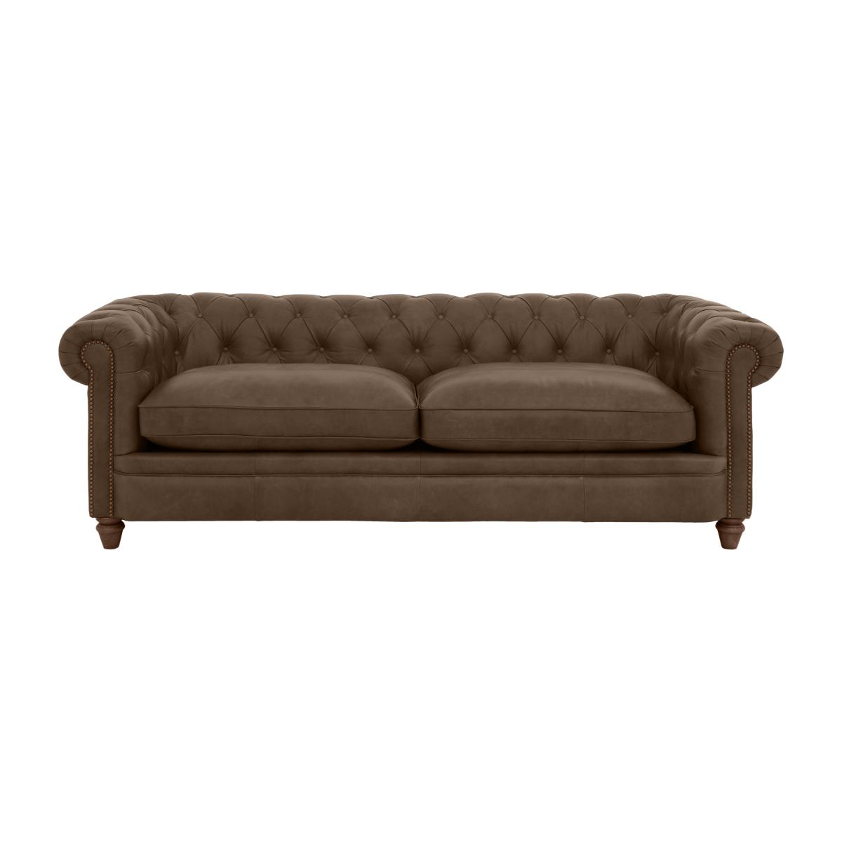 Alexander and James - Chesterfield Collection Ralph 4 Seater Leather Sofa - Satchel Biscotti with Studs - Dark Feet