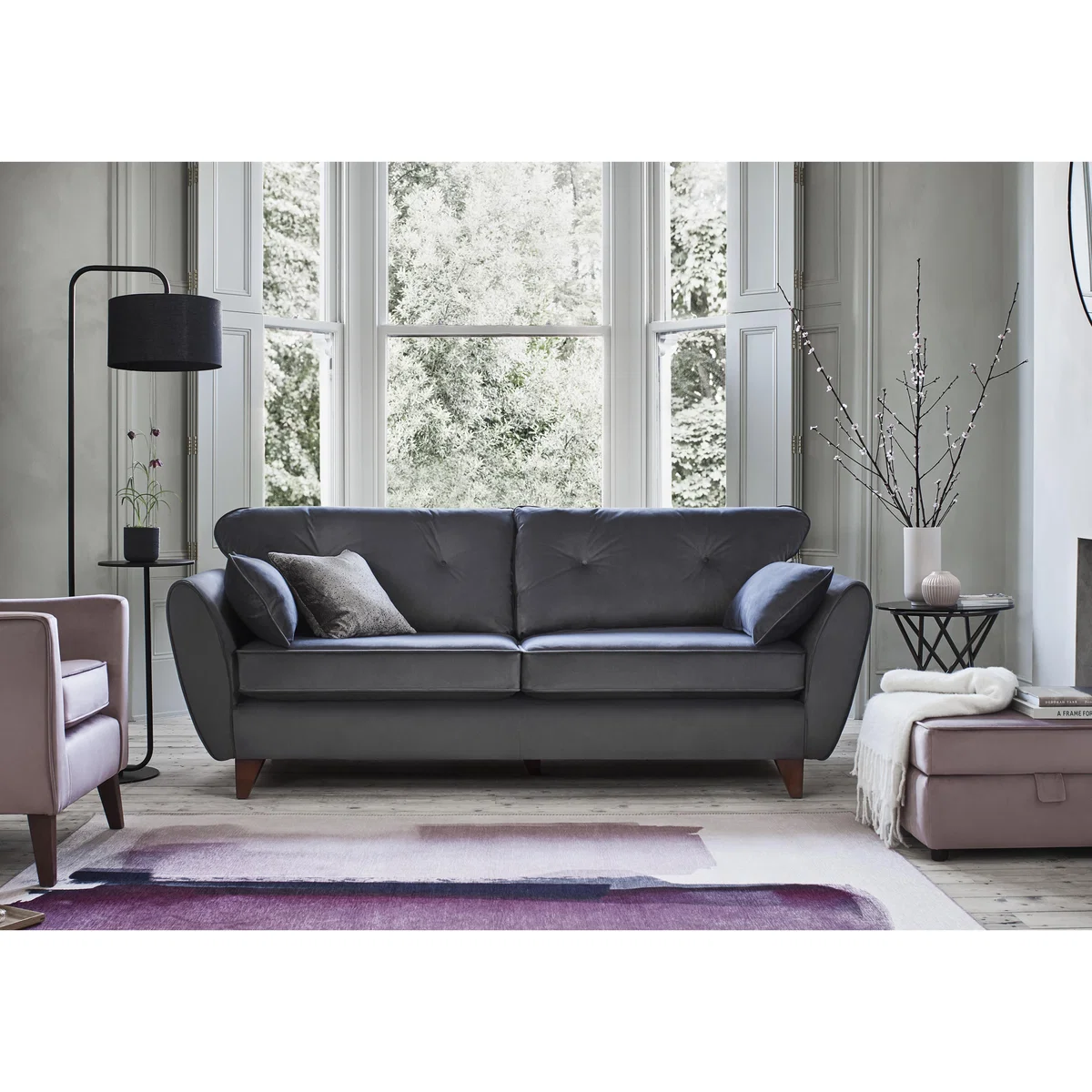 Felix 4 Seater Fabric Sofa - Purple – image 2