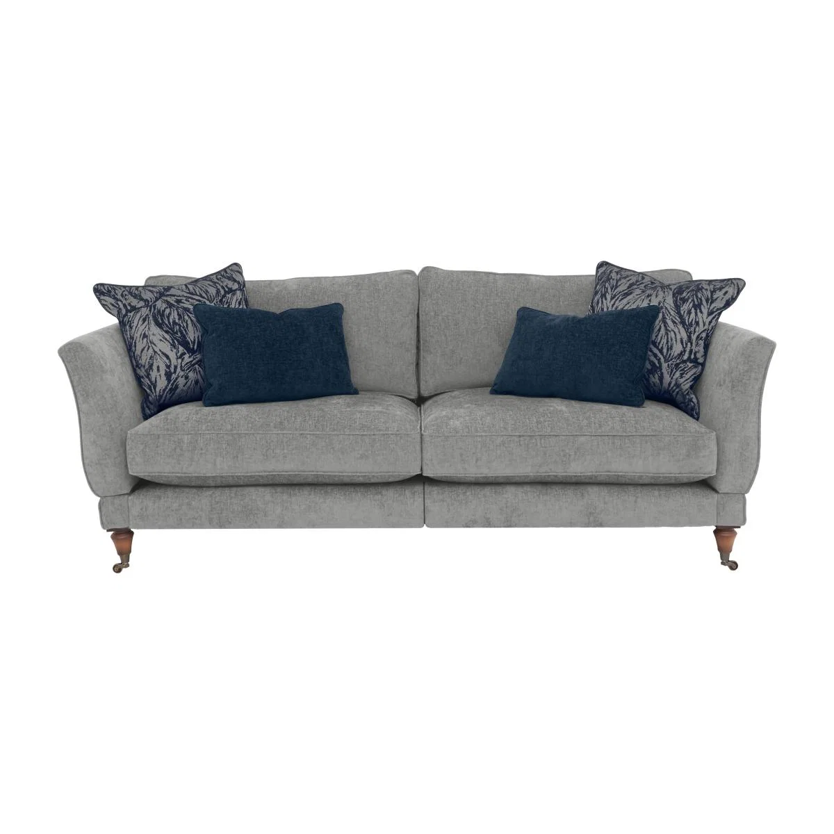 Boutique Chatterley 4 Seater Split Frame Sofa with Knole Arms - Bolero Steel with Walnut Castor – image 1