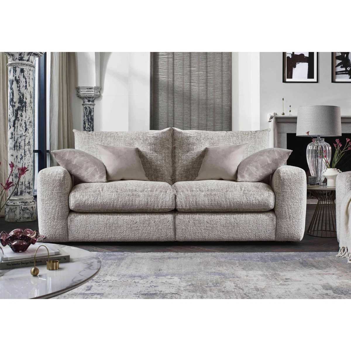 Boutique Pandora 4 Seater Split Frame Fibre Fill Sofa - Denby Silver – image 2