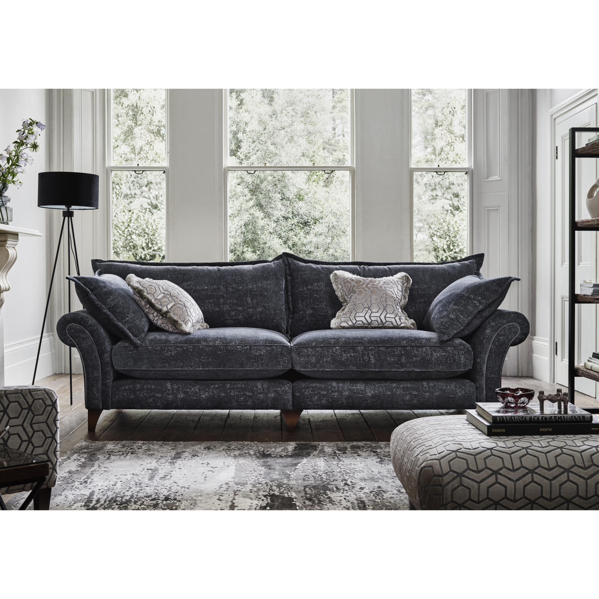 Boutique Splendour Fabric 4 Seater Split Sofa - Silver – image 2