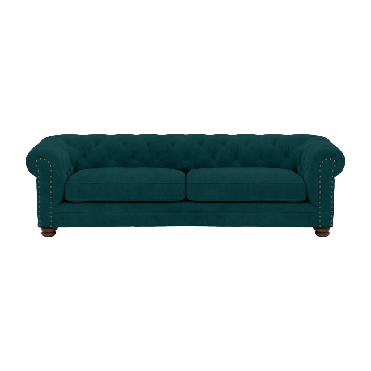 Alexander and James - Chesterfield Collection Hugo 4 Seater Fabric Sofa - Peacock with Studs - Dark Feet