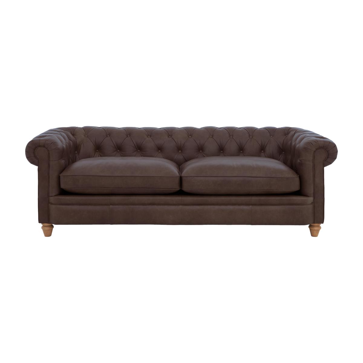 Alexander and James - Chesterfield Collection Ralph 4 Seater Leather Sofa - Satchel Nutmeg - Oak Feet