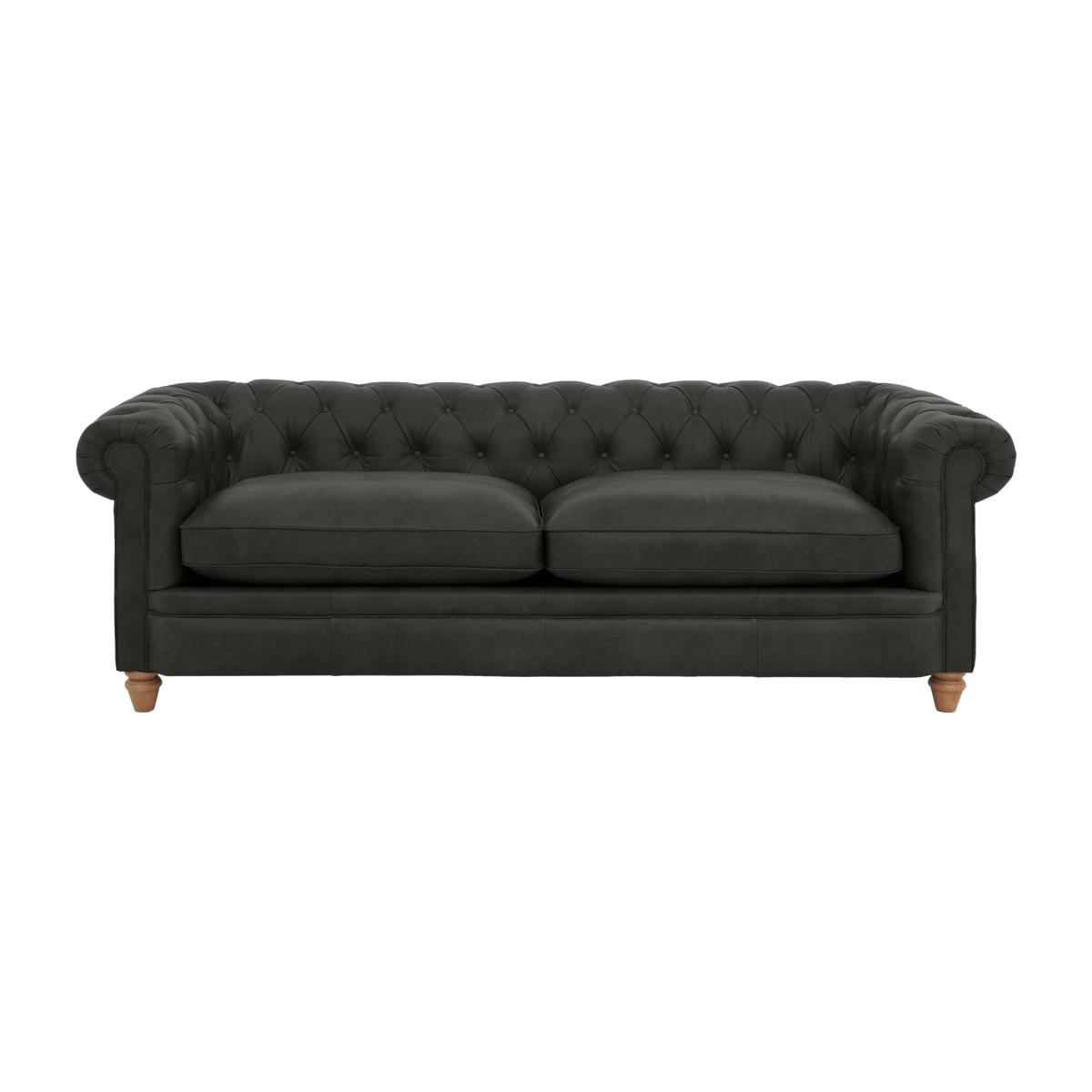 Alexander and James - Chesterfield Collection Ralph 4 Seater Leather Sofa - Saxon - Oak Feet