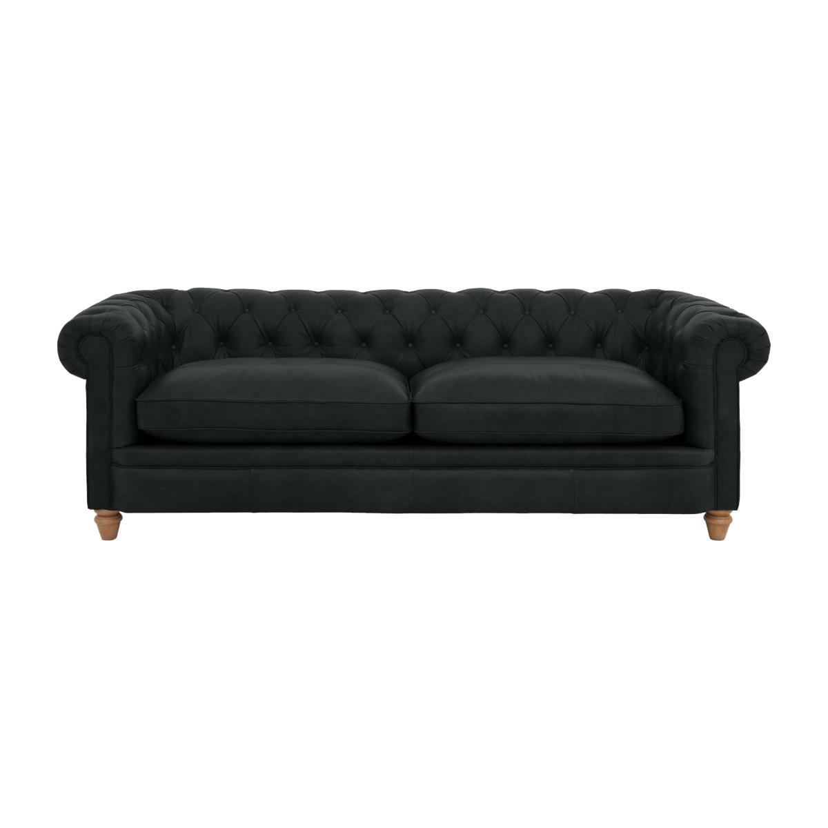 Alexander and James - Chesterfield Collection Ralph 4 Seater Leather Sofa - Indigo - Oak Feet
