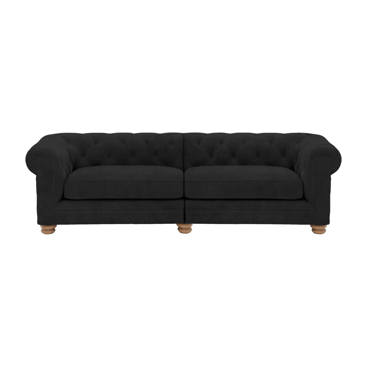 Alexander and James - Chesterfield Collection Hugo 4 Seater Split Frame Fabric Sofa - Chocolate - Oak Feet