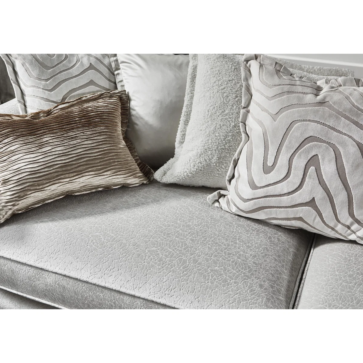 Boutique Lavish Fabric 4 Seater Split Scatter Back Sofa - Grey – image 3