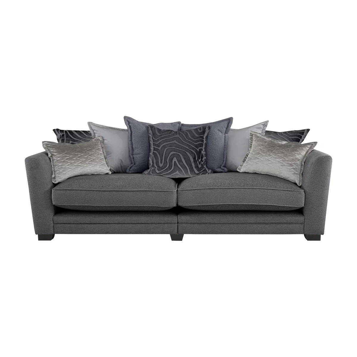 Boutique Lavish Fabric 4 Seater Split Scatter Back Sofa - Grey – image 1