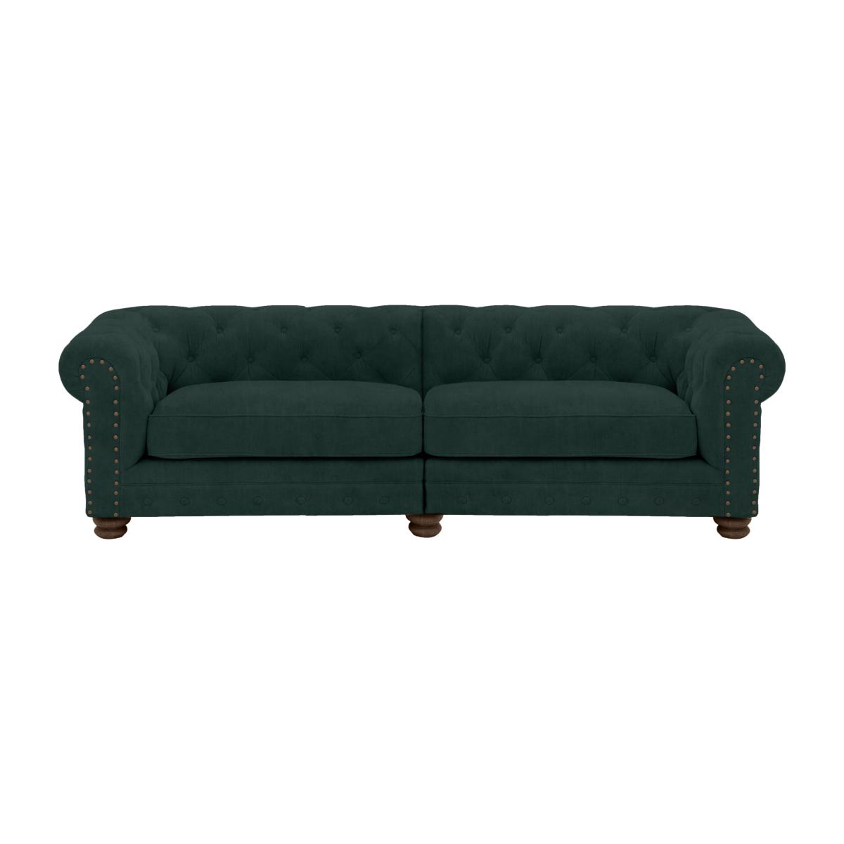 Alexander and James - Chesterfield Collection Hugo 4 Seater Split Frame Fabric Sofa - Honeycreeper with Studs - Dark Feet