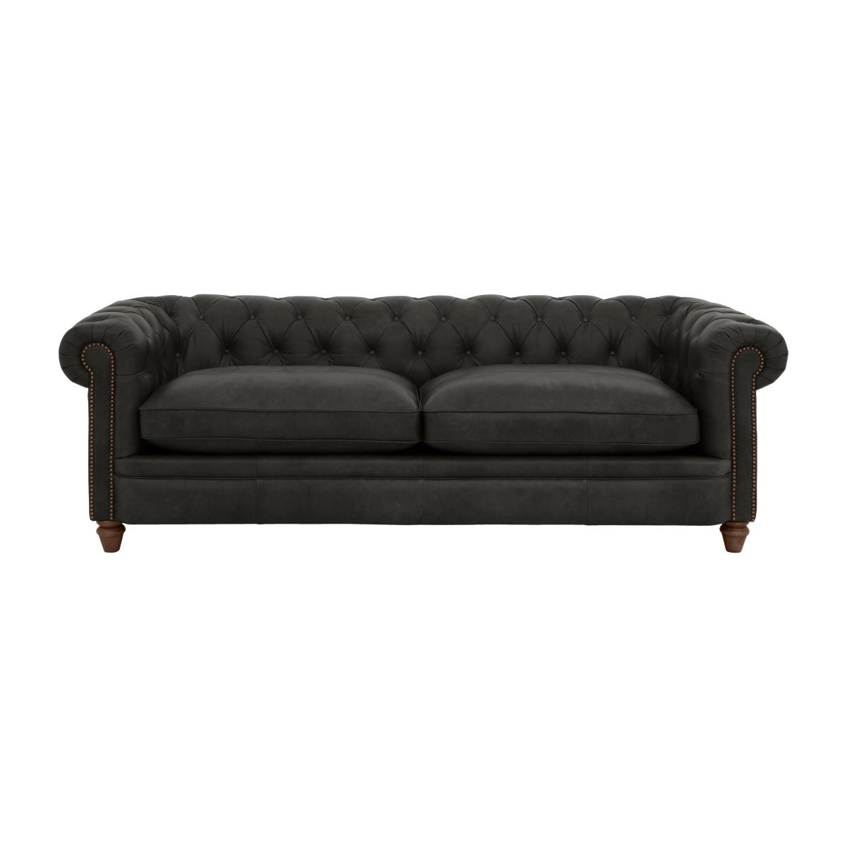 Alexander and James - Chesterfield Collection Ralph 4 Seater Leather Sofa - Saxon with Studs - Dark Feet