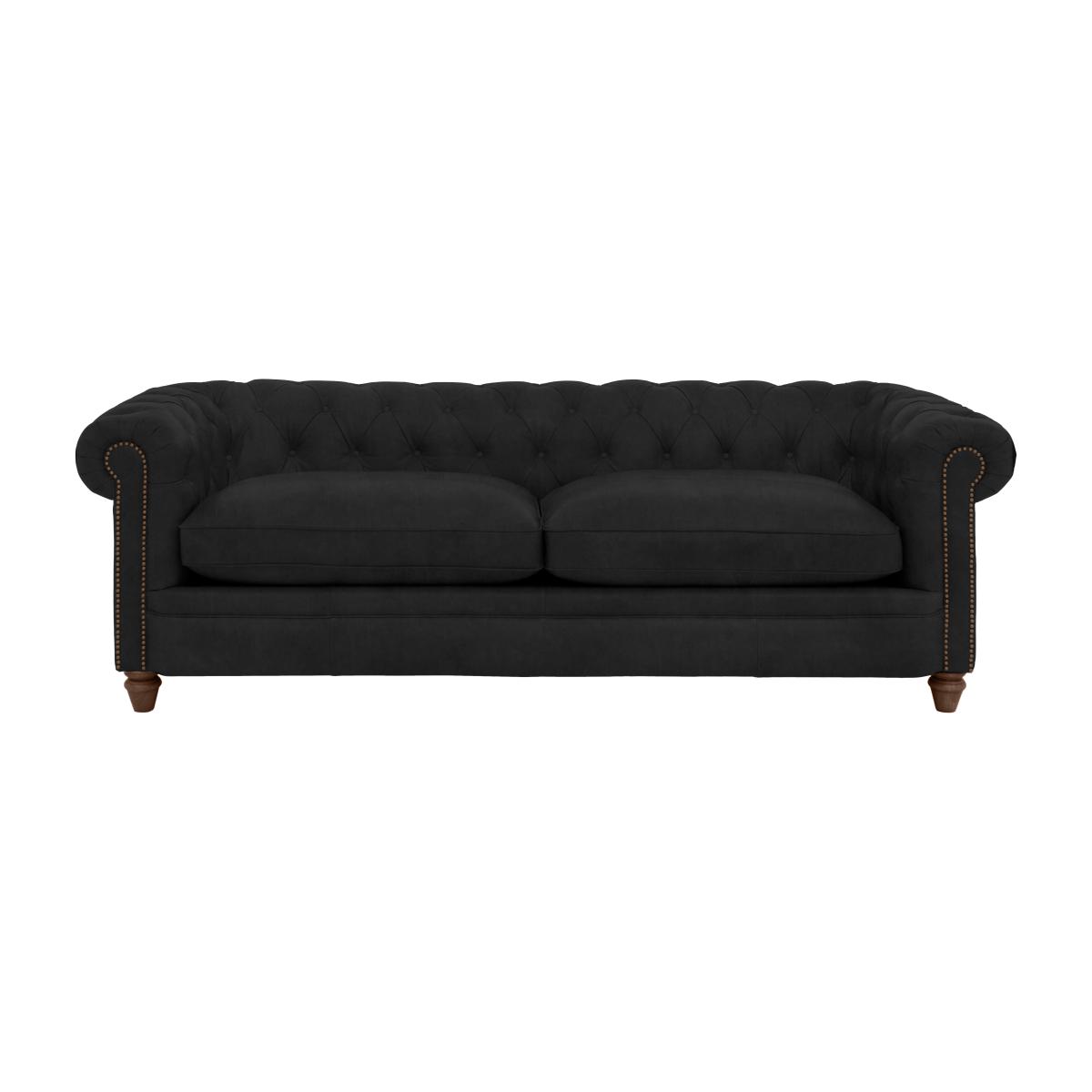 Alexander and James - Chesterfield Collection Ralph 4 Seater Fabric Sofa - Chocolate with Studs - Dark Feet