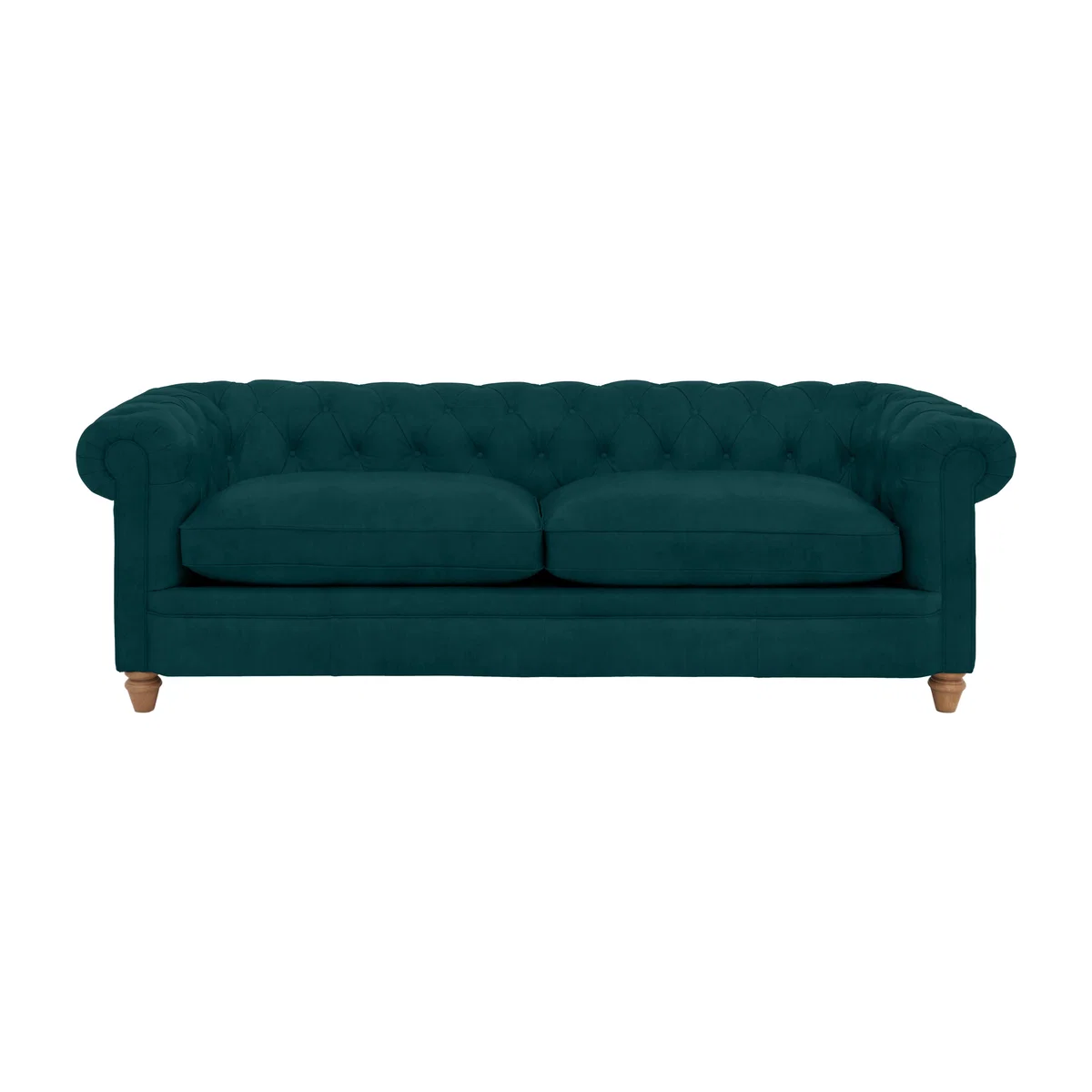 Alexander and James - Chesterfield Collection Ralph 4 Seater Fabric Sofa - Peacock - Oak Feet