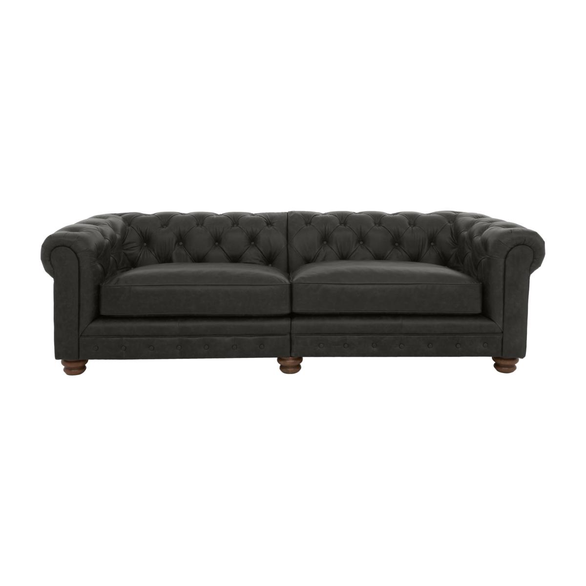 Alexander and James - Chesterfield Collection Hugo 4 Seater Split Frame Leather Sofa - Saxon - Dark Feet