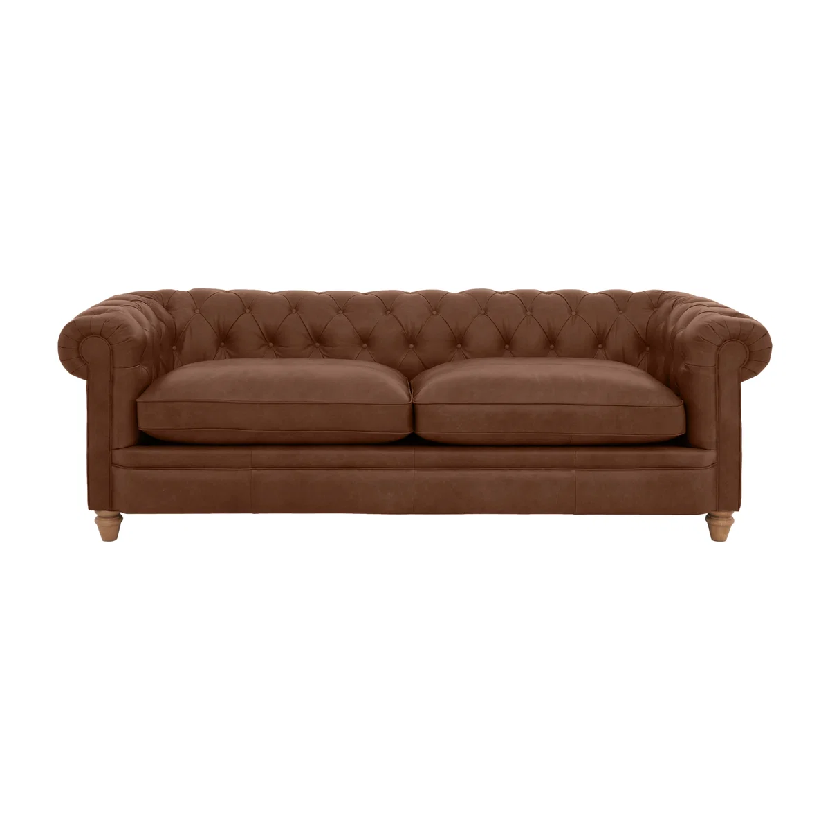 Alexander and James - Chesterfield Collection Ralph 4 Seater Leather Sofa - Satchel Pepper - Oak Feet