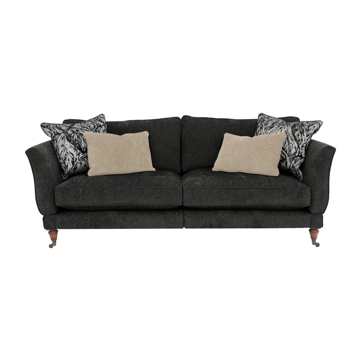 Boutique Chatterley 4 Seater Split Frame Sofa with Knole Arms - Bolero Ebony with Walnut Castors – image 1