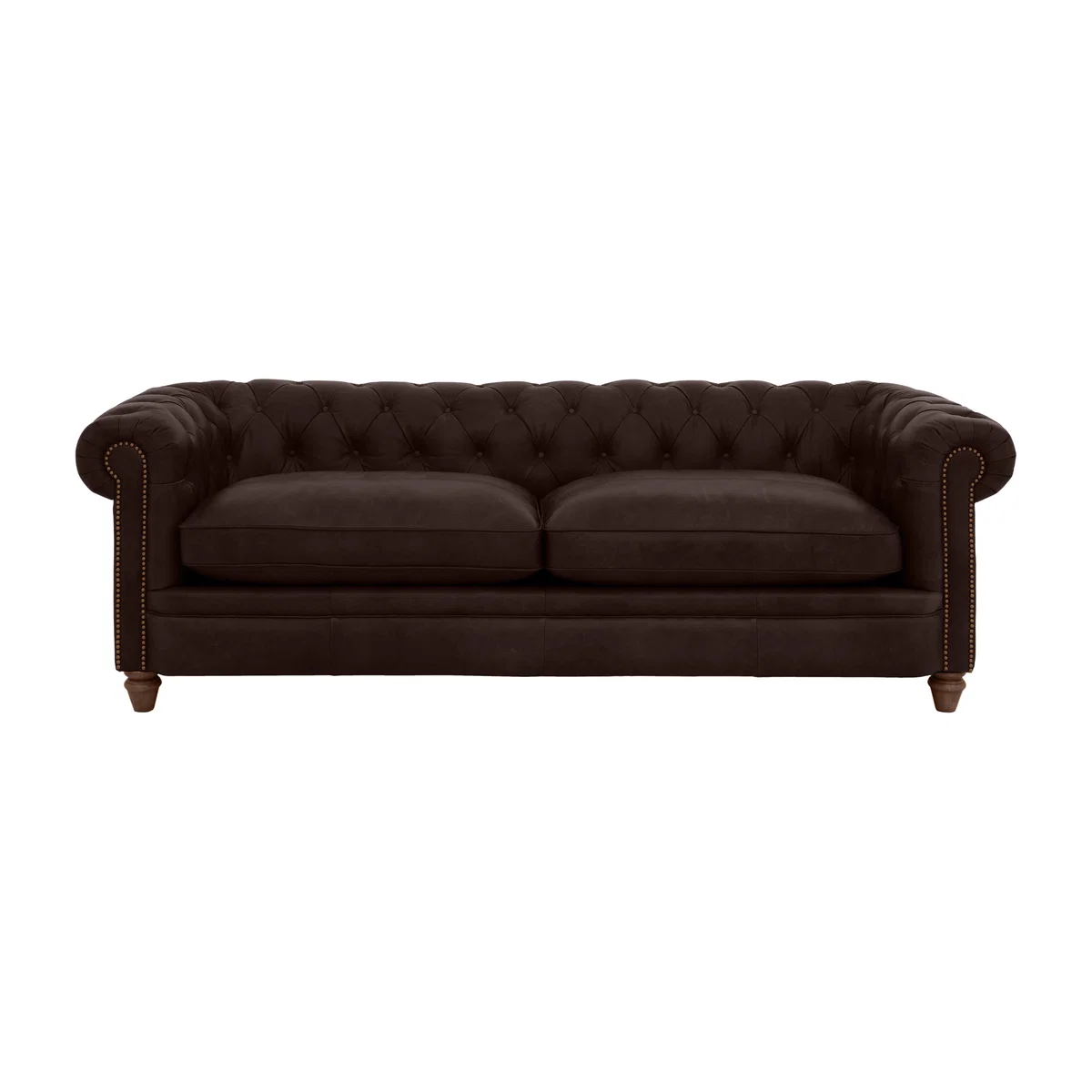 Alexander and James - Chesterfield Collection Ralph 4 Seater Leather Sofa - Cake with Studs - Dark Feet