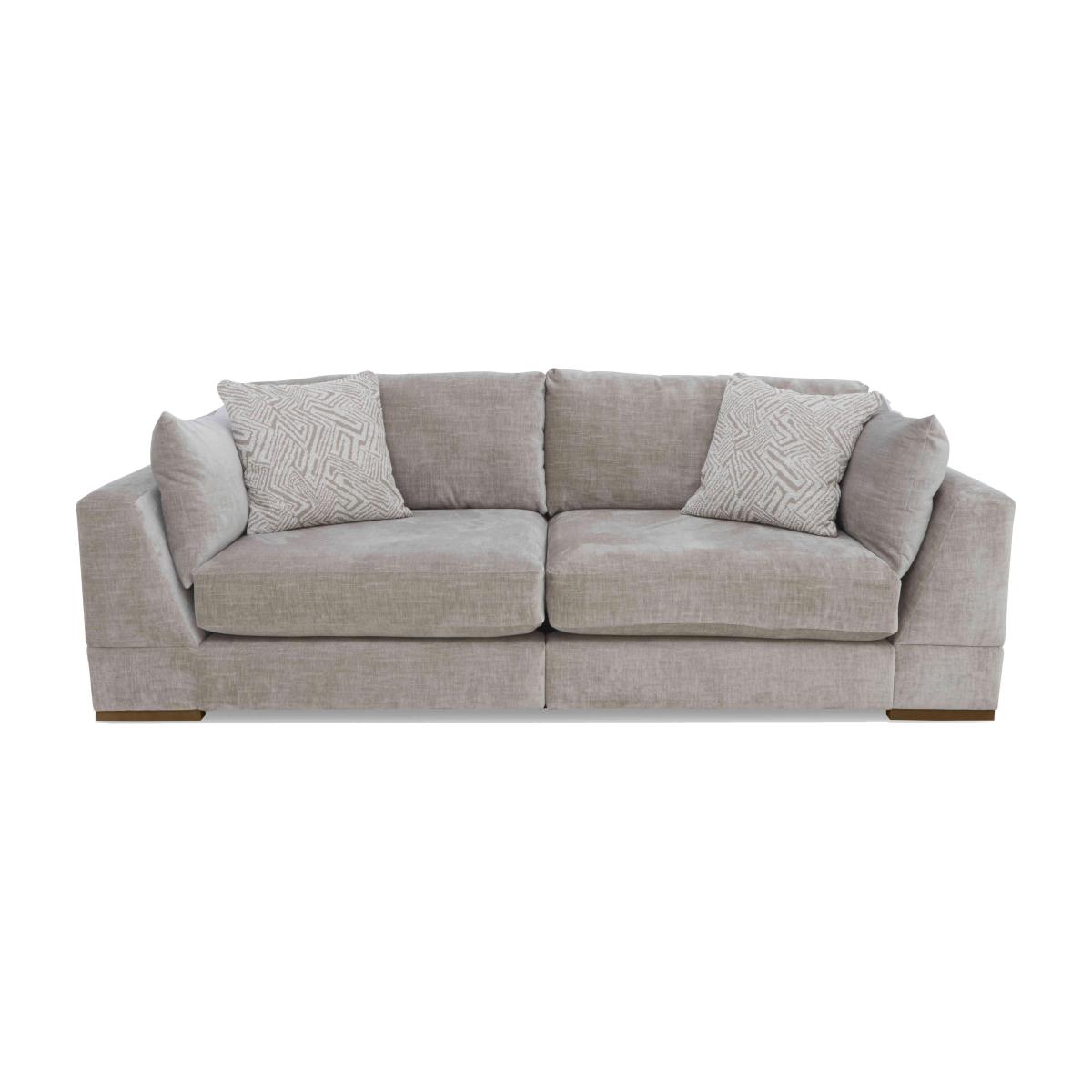 Billie 4 Seater Split Frame Sofa with Walnut Feet - Stone