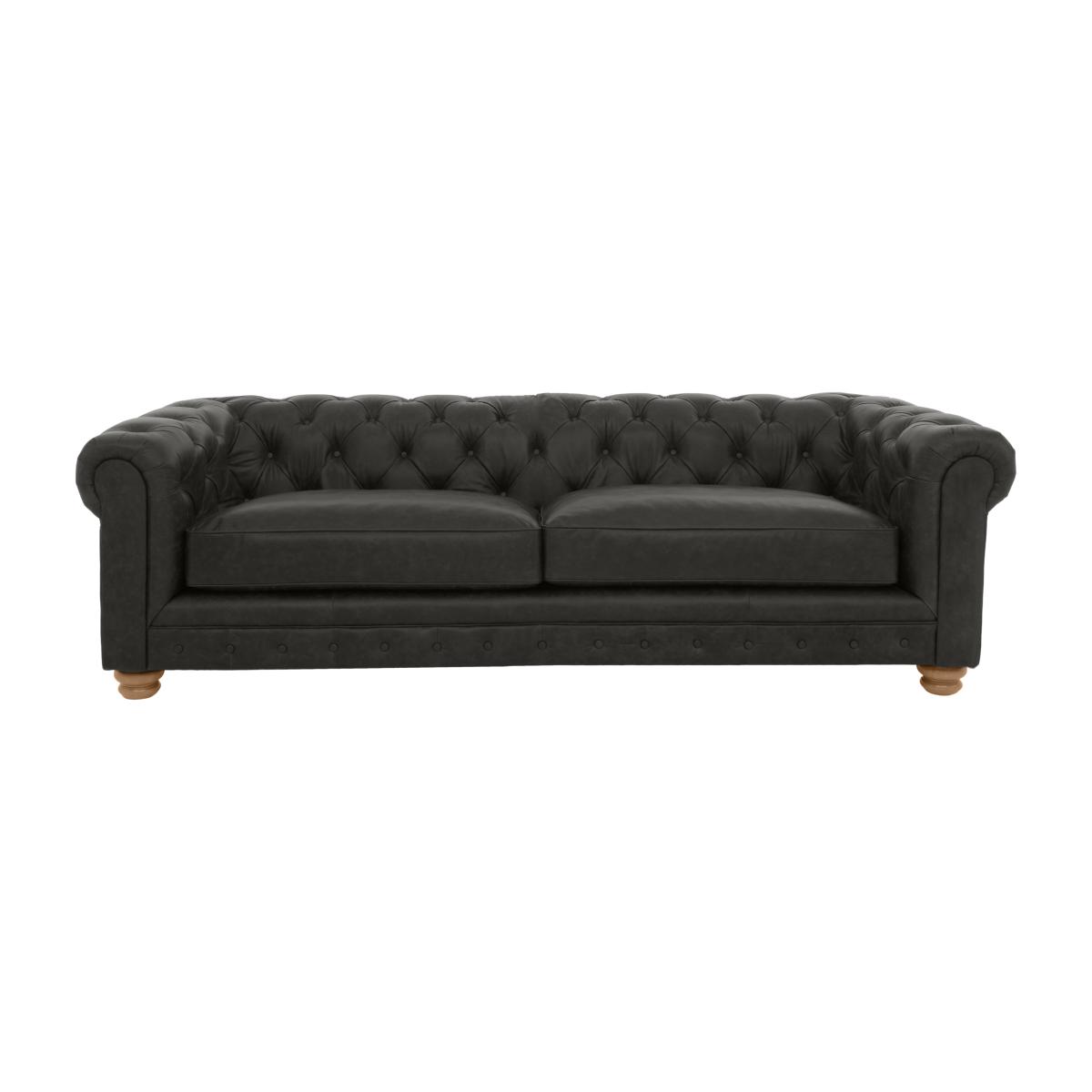 Alexander and James - Chesterfield Collection Hugo 4 Seater Leather Sofa - Saxon - Oak Feet