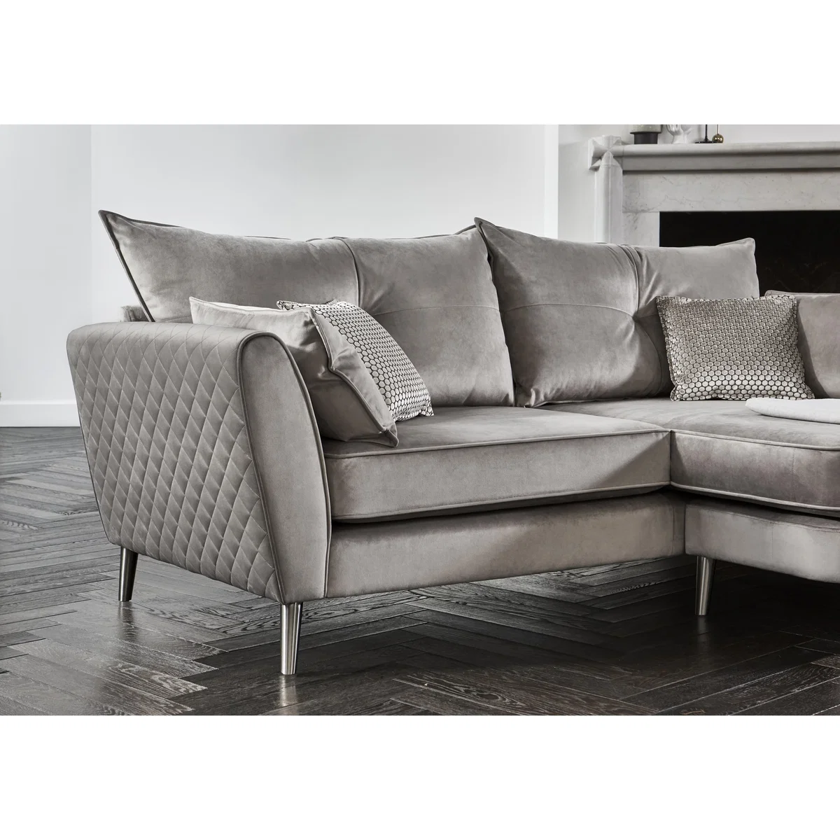 Celestia 4 Seater Fabric Reversible Chaise Sofa - Grey – image 3