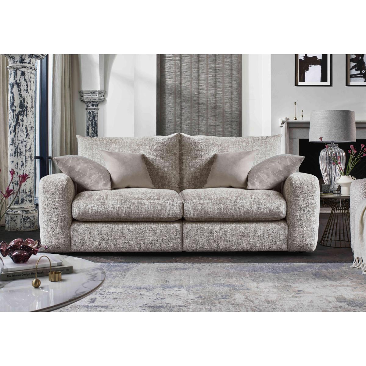 Boutique Pandora 4 Seater Split Frame Fibre Fill Sofa - Chevron Mink – image 2
