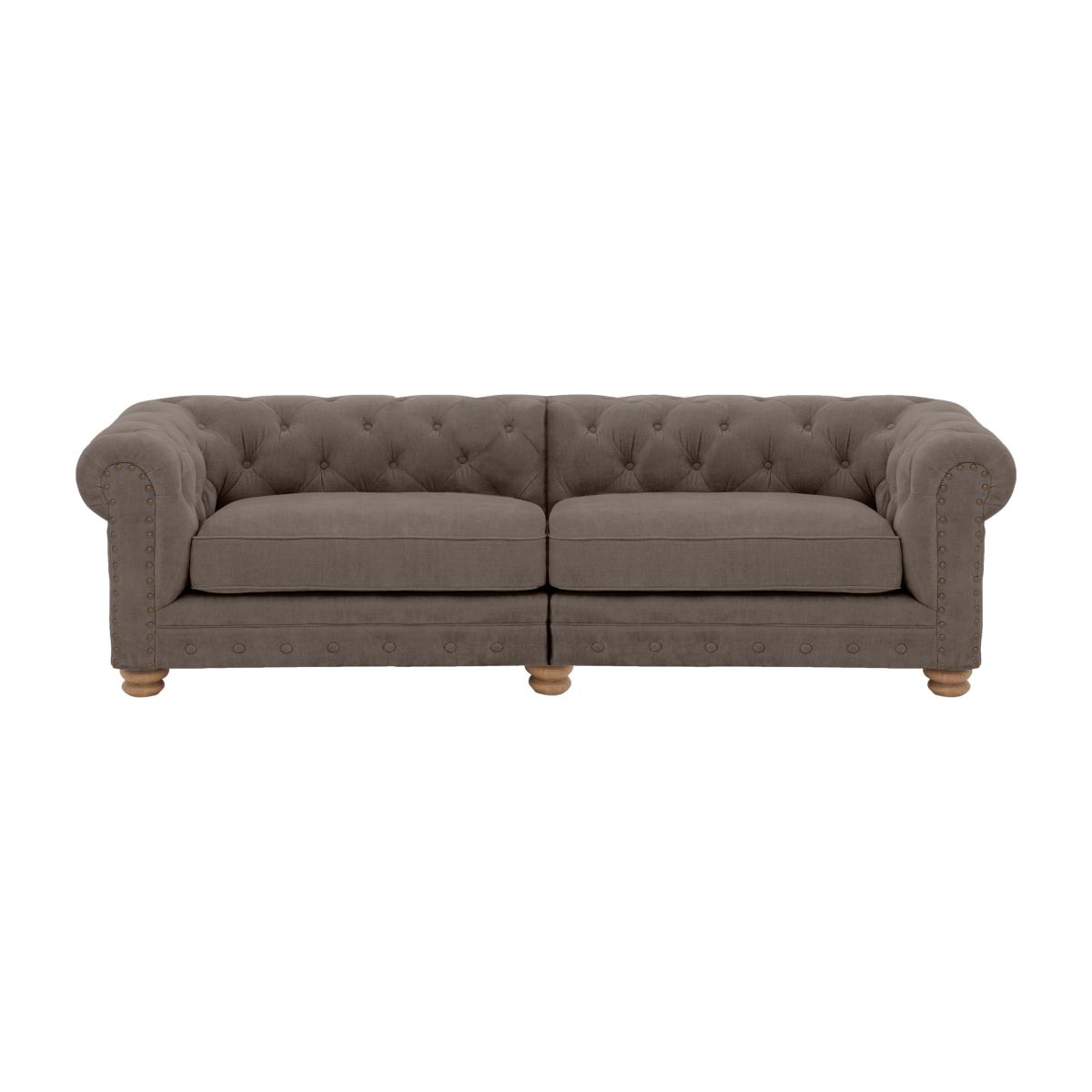 Alexander and James - Chesterfield Collection Hugo 4 Seater Split Frame Fabric Sofa - Wicker with Studs - Oak Feet