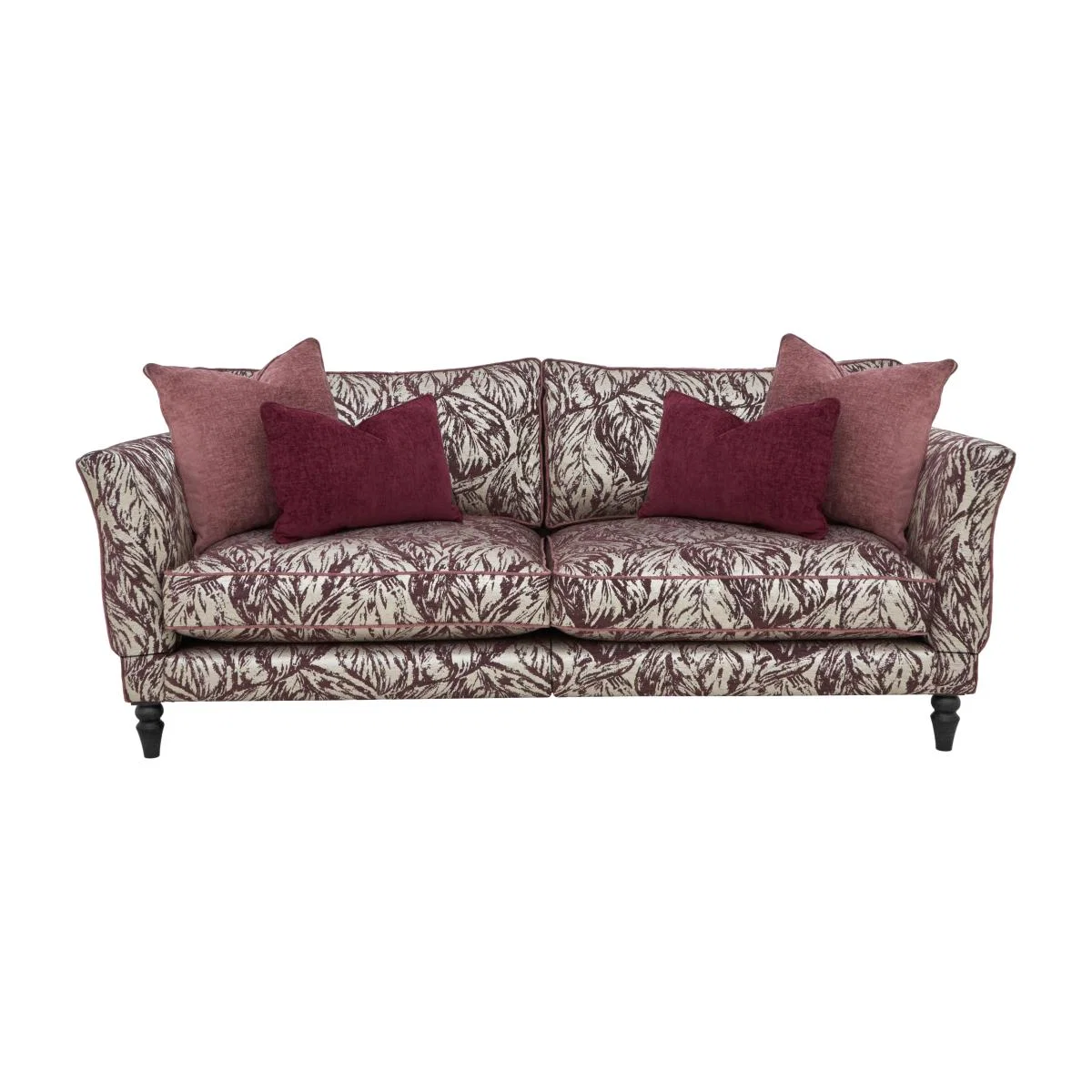 Boutique Chatterley 4 Seater Split Frame Sofa with Knole Arms - Canopy Mulberry with Ebony Feet – image 1